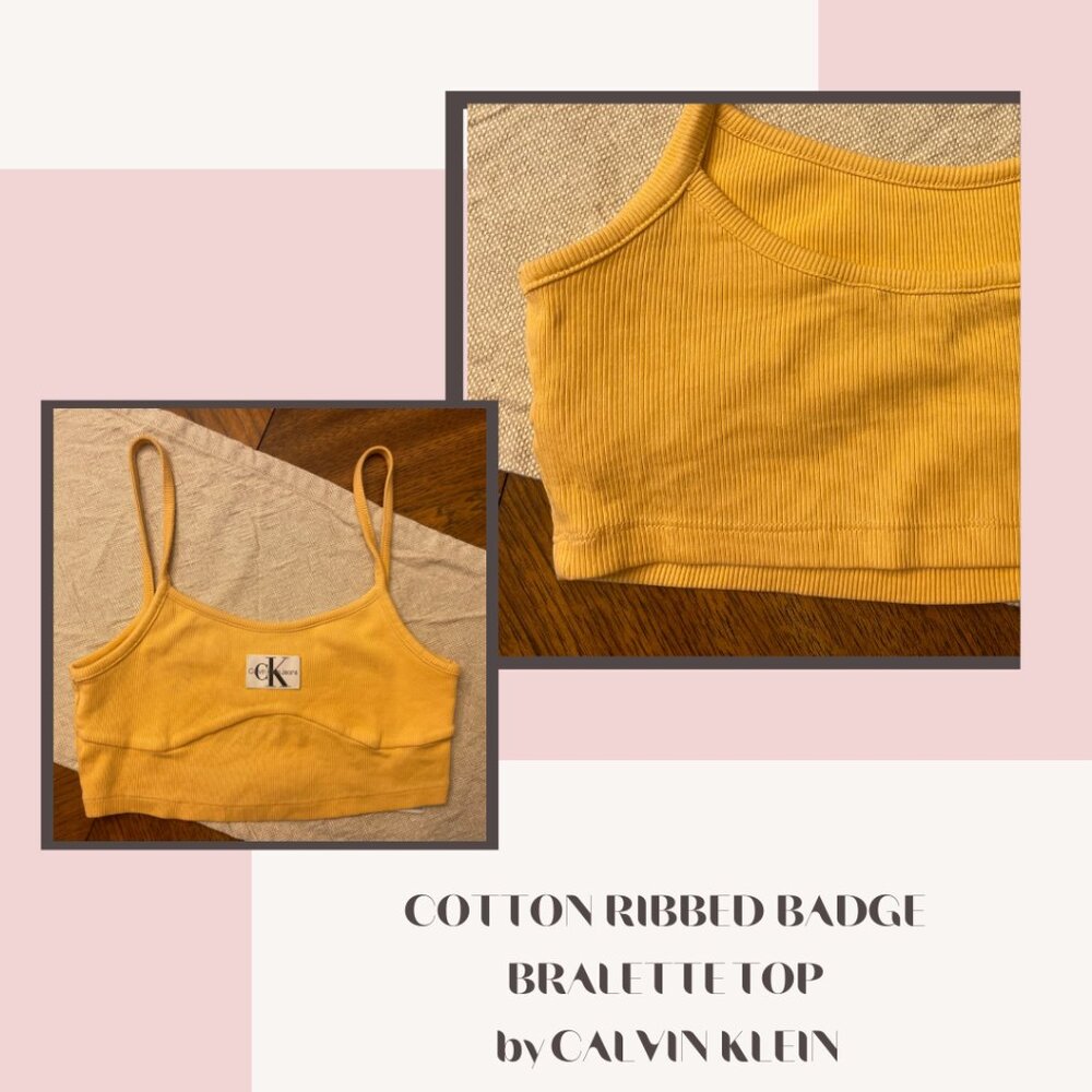 COTTON RIBBED BADGE BRALETTE TOP